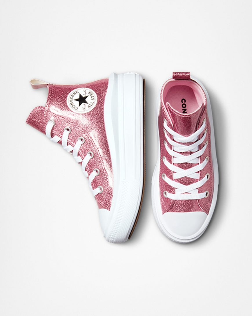 Girls' Converse Chuck Taylor All Star Move Glitter High Top Platform Shoes Pink / Purple / White | AU 36480G